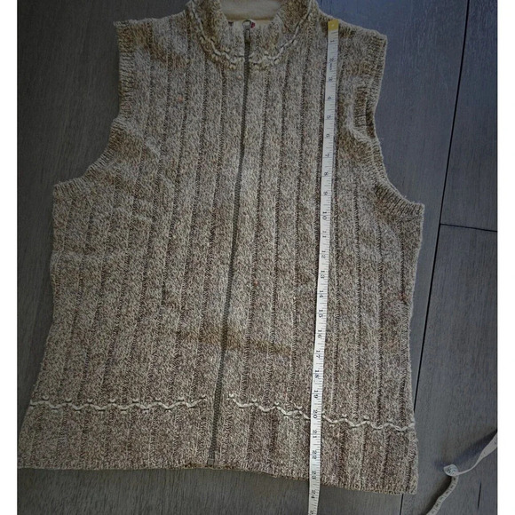 WOOLRICH Womans Hickory Heather Wool Blend Zip Up Vest Medium Brown Academia - Picture 4 of 8